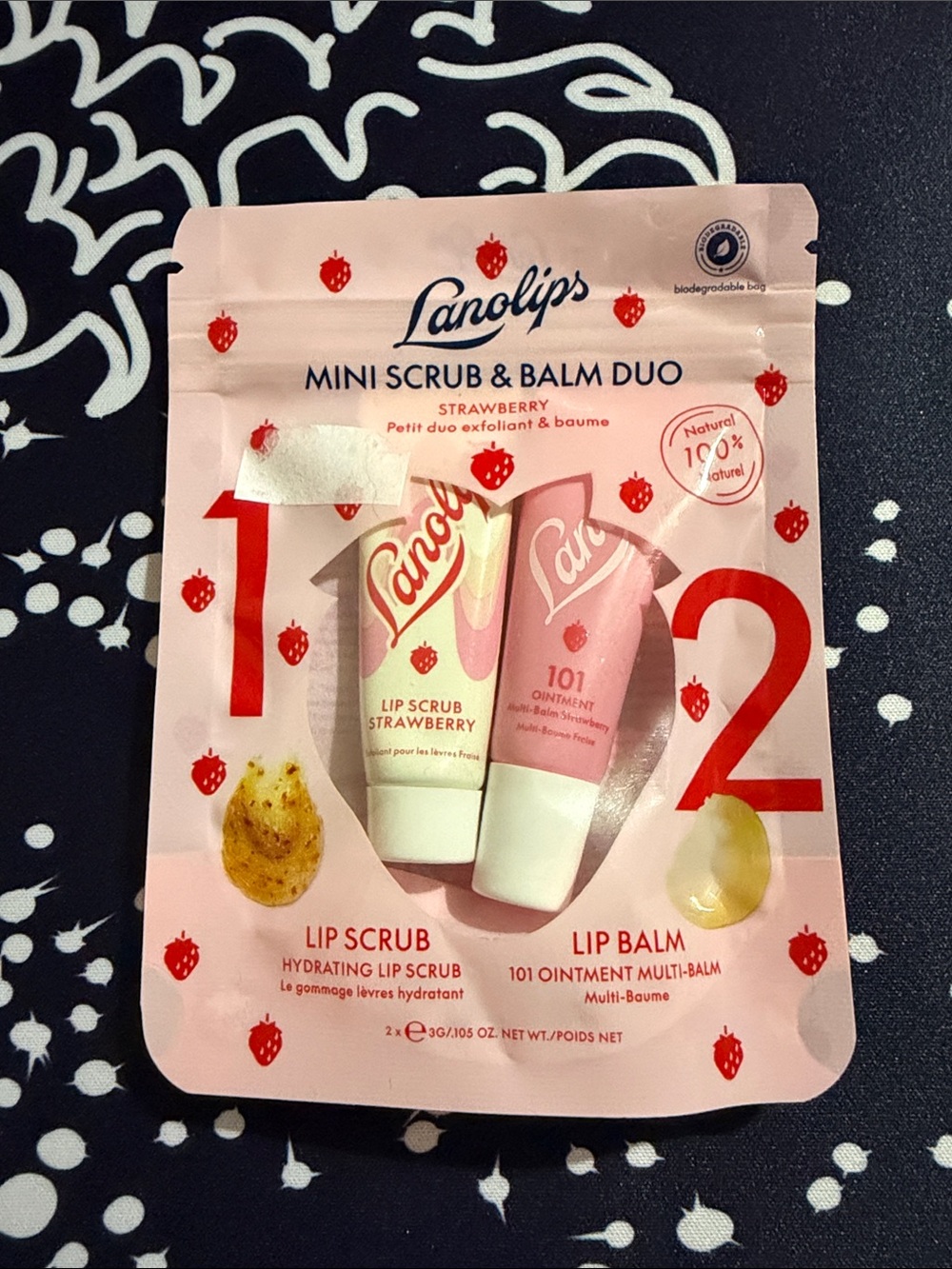 Lanolips Strawberry Mini Scrub & Balm Duo. BNIB